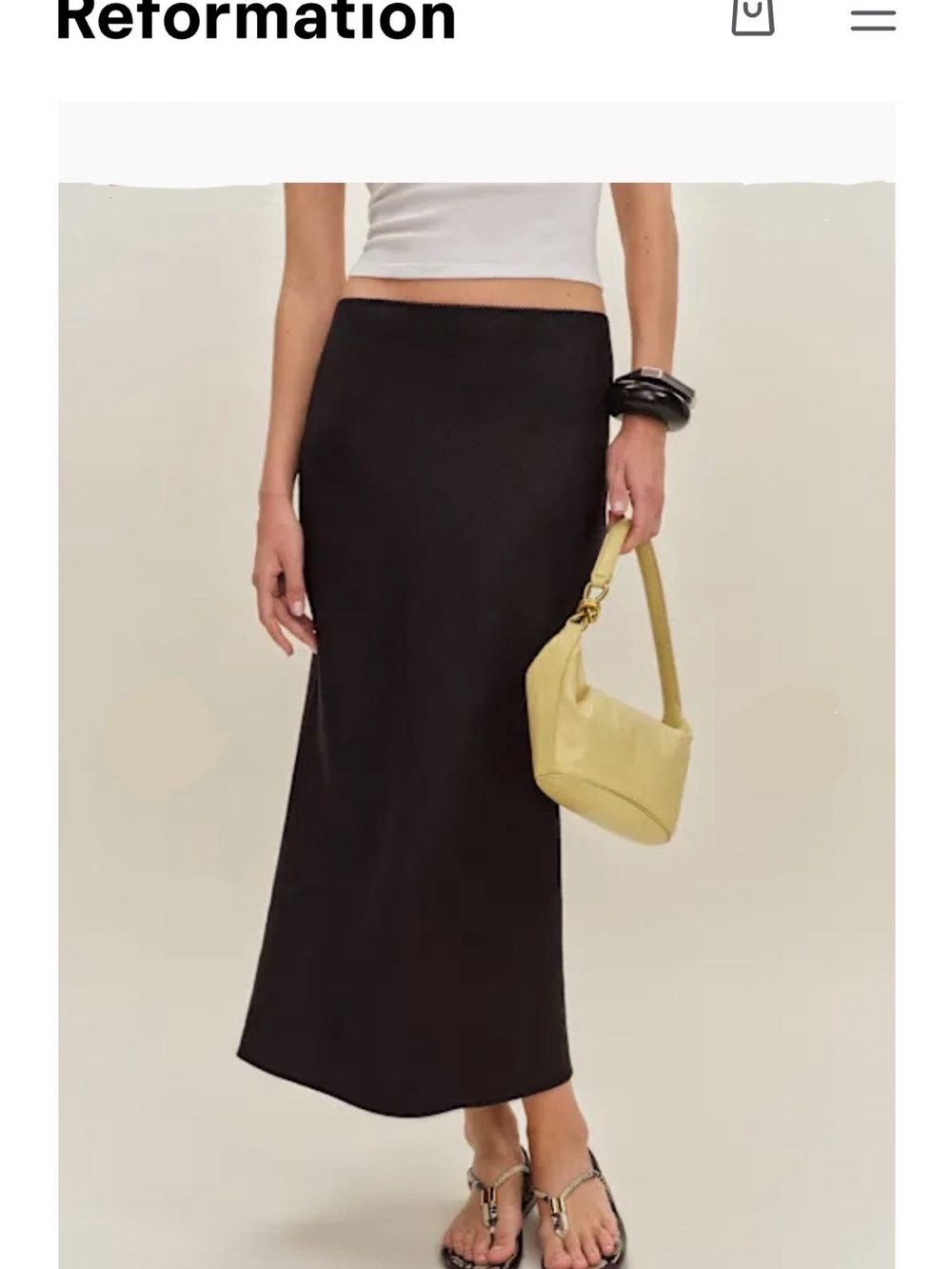 NWT Reformation Layla Black Linen Skirt M